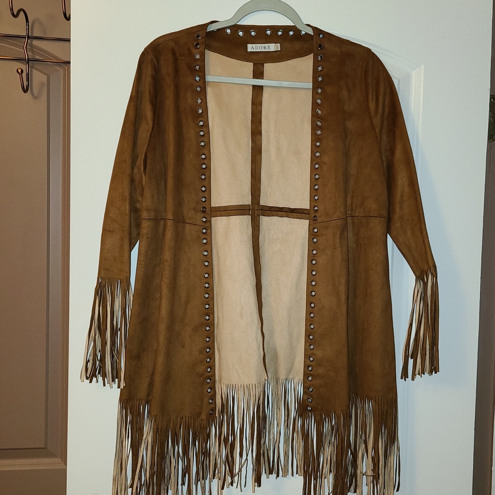 Adore Brown Fringe Women's Jacket Size S